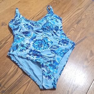 Andie Womens Bathing Suit LARGE Swimwear BAIA  FLORAL NEW Swim One Piece BLUE